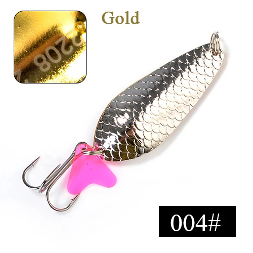 ФТК 1 шт Металл Рыбалка Spinner щука приманки 24g/30 г/35 г/42g жесткий приманки ложка с тройной крючок двойной блесток блестка воблер снасти - Цвет: 004