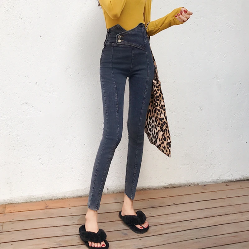 

jeans femme 2019 nouveau Autumn Winter Slim high waist sexy trousers ladies jeans pencil pants Korean Skinny mom jeans women