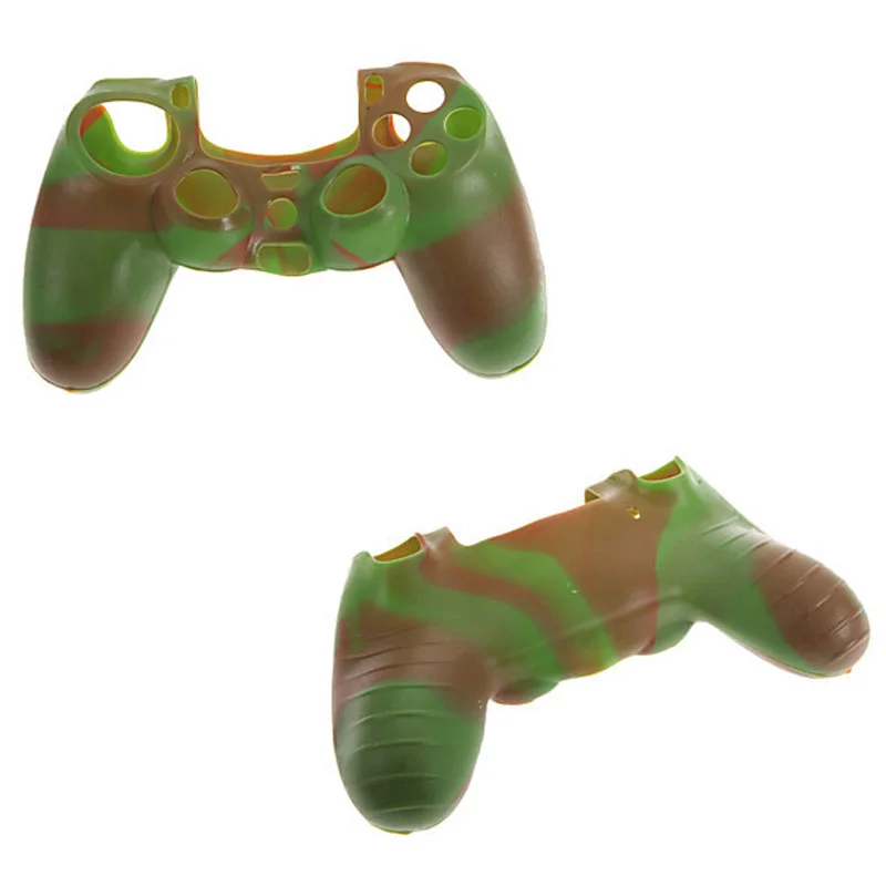 TENZERO Case Camouflage 100% Silicone Anti-Slip High Quality Protective Skin Case Green Style Joystick Case For PS4 Controller  