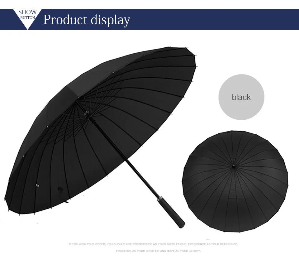 Long Handle Umbrella Male Female 111cm 24K Large Umbrella Windproof Man Woman Waterproof For Sunny And Rain   (8)