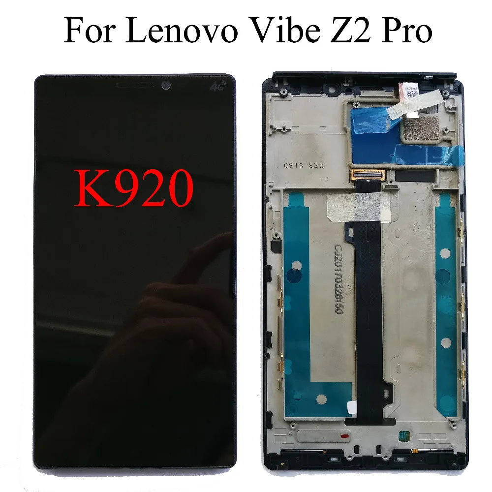 Black Color : Black LCD Screen Mobile Phone and Digitizer Full Assembly with Frame for Lenovo Vibe Z2 Pro K920