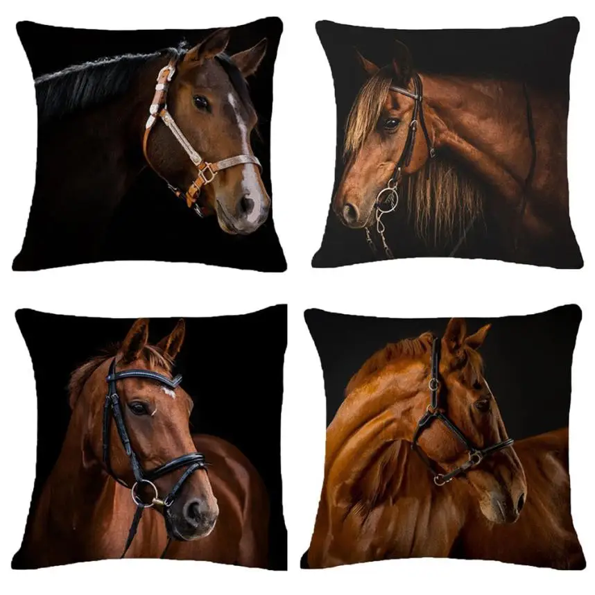 

Creative Pillow Fashion Cartoon Animal Horse Home Decor Cotton Linen Cushion Cover 45cm*45cm #35