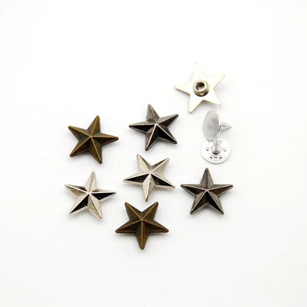 60sets/lot 15mm zinc alloy metal rivets star jeans rivets antique brass
