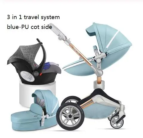 Роскошная детская коляска Высокая Land-Scape детская коляска 3 в 1 Hotmom коляска - Цвет: blue 3pcs