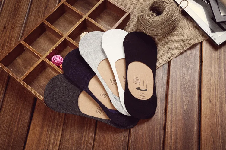 10 pieces = 5 pairs new Cotton men invisible socks men socks  silicone anti - skid, pure color summer socks