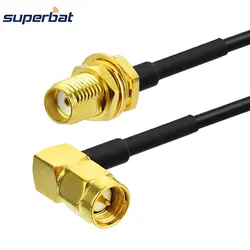 Superbat внутренний разъем SMA Bulkhead разъем для SMA штекер под прямым углом RF Pigtail удлинитель RG174 6 см для Wi-Fi LAN