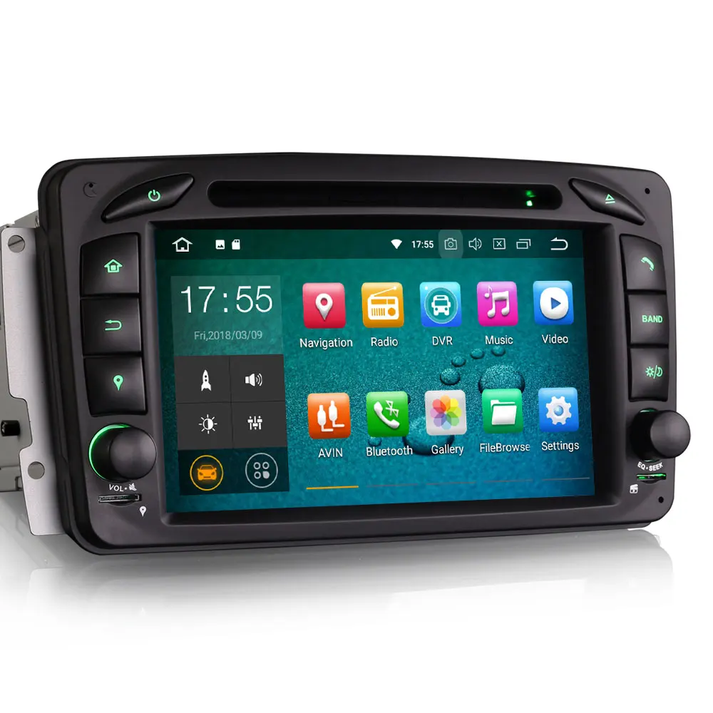 Perfect 7" Android 9.0 OS Car DVD Multimedia GPS Radio for Mercedes-Benz C-Class W203 S203 2000-2005 & CLK-Class C209 W209 1998-2004.5 4