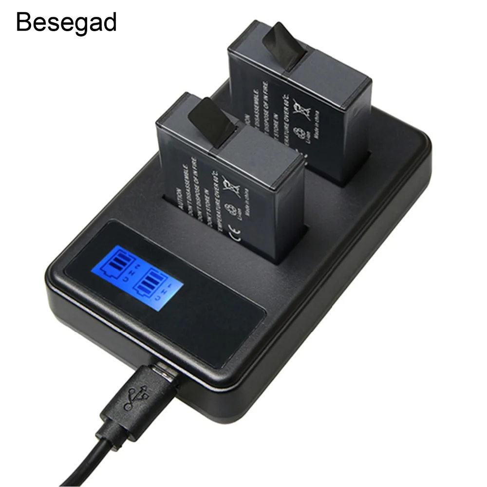 

Besegad Dual Slots USB Battery Charger with LCD Screen Display Gadgets for Gopro Go Pro 6 5 Hero 5 Camera Accessories