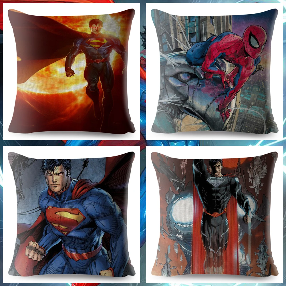 Чехол на подушку с героями мультфильмов Marvel, Супермен, Человек-паук, Железный человек, Чехол на подушку, Декор, Америка, аниме, Мститель, Чехол на подушку для дивана