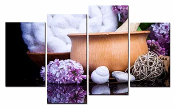 

4 Panels Framed Purple flower series Painting Canvas Wall Art Picture Home Decoration Living Room Canvas Print Modern Painting