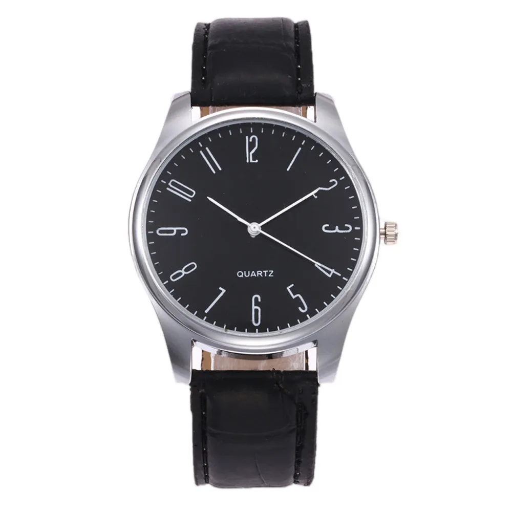 Высокое качество часы для мужчин s простой бизнес мода кожа кварцевые наручные часы для мужчин Роскошные Электронные наручные часы Лучший подарок#20 - Цвет: Black 2