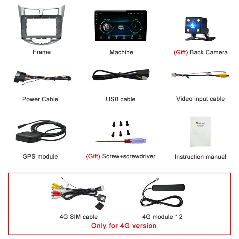 Top Junsun V1 2G+32G Android 8.1 For Hyundai Solaris Accent i25 2010-2016 Car Radio Multimedia Video Player Navigation GPS 2 din dvd 5