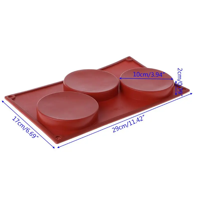 3-полости большой круглый диск конфеты кремния мелкой цилиндрической формы торт шоколадный формочка, Инструменты для декорирования Кухня Аксессуары для выпечки
