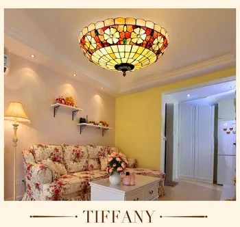 

Mediterranean Baroque Shell Tiffany retro Ceiling Light E27 110-240V LED luminaria teto Ceiling Lamps For Home Decoration