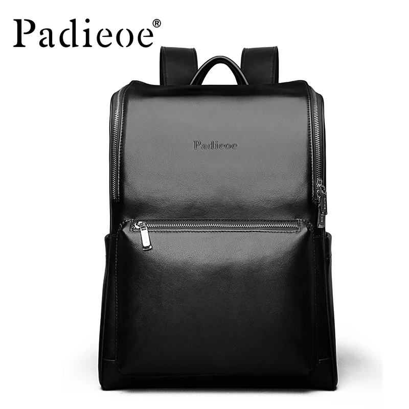 Padieoe Deluxe Genuine Cowhide Leather Men Laptop Backpack Fashion Luxury Travel School Backpacks for Teenager