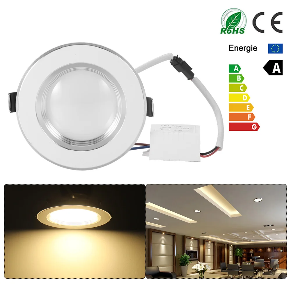 

Ultra Slim Dimmable 3W/5W Spot LED White Downlight Flat Lens Recessed Light Cool/Warm White Led Lights for Home AC 110V 220V