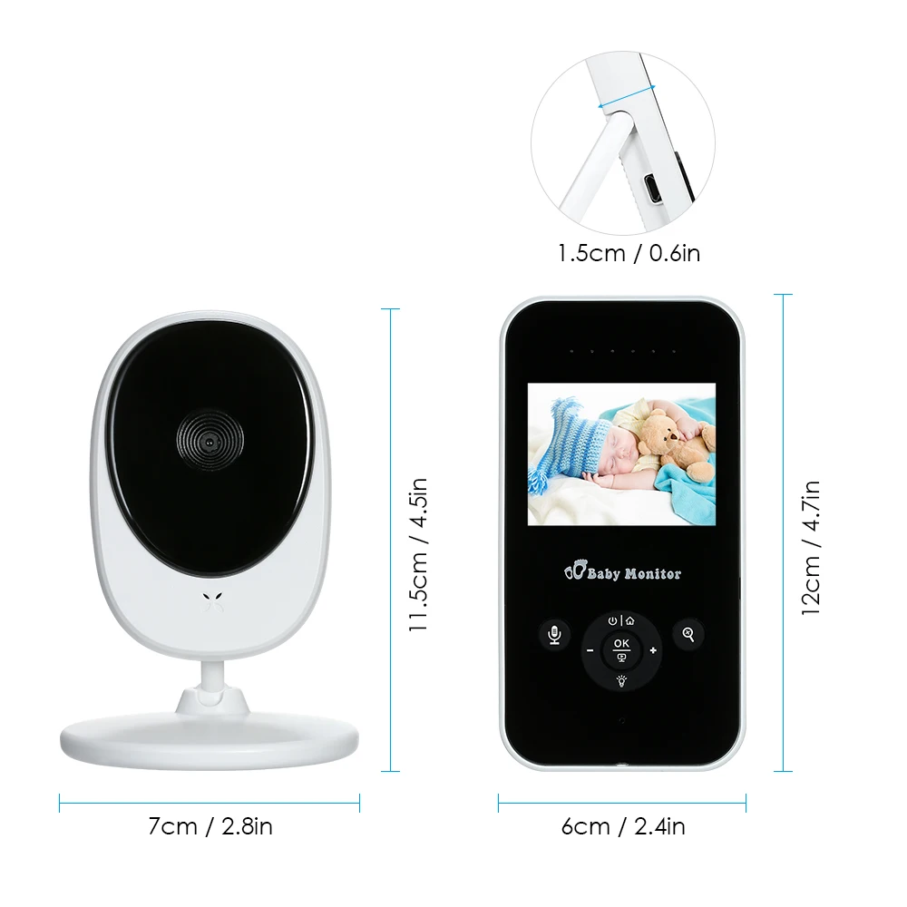 2,4 дюйм цвет LCD беспроводной видео детский спальный монитор с 4 колыбельными ночного видения Увеличение/контроль температуры