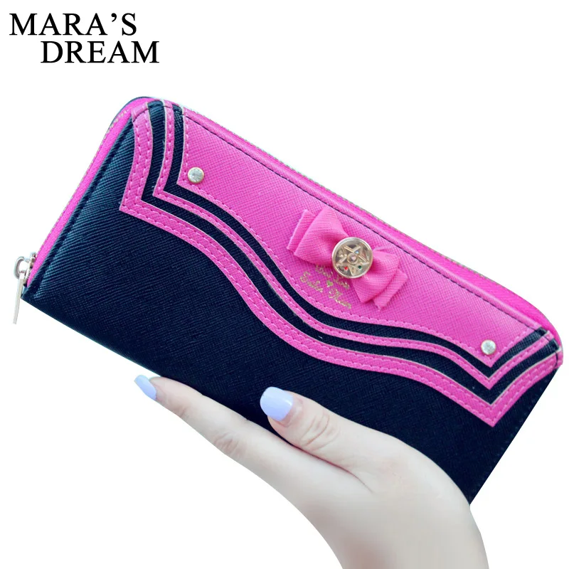

Mara's Dream 2018 New Ladies Wallet Cartoon Bow-tie Sailor Moon Long Zipper Candy Color Female Bag Women PU Leather Wallet Purse