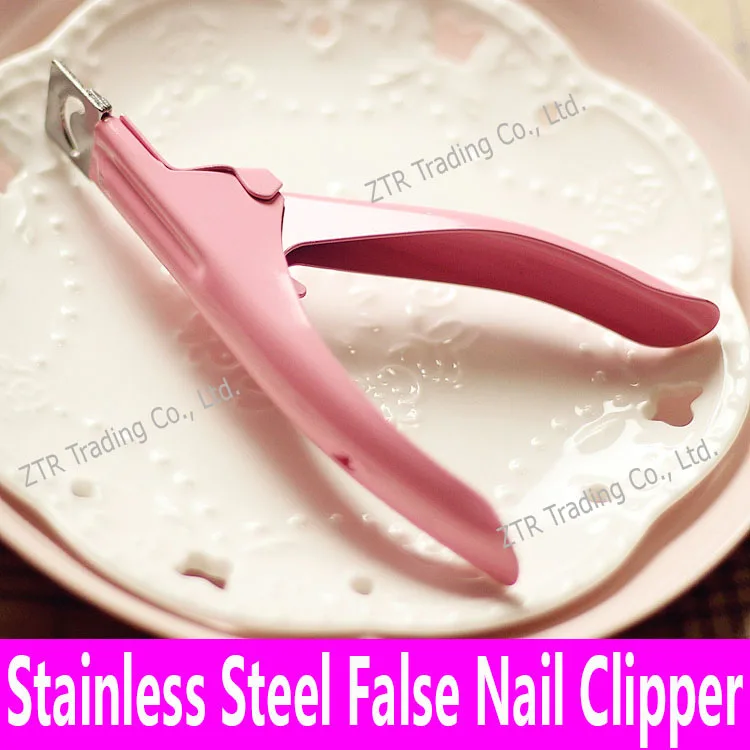 

False Nail Clipper Fake Nail Cutter Manicure Nail Cutter Stainless Steel Acrylic Gel Nail Art Tools Tips Timming Wholesale Pink