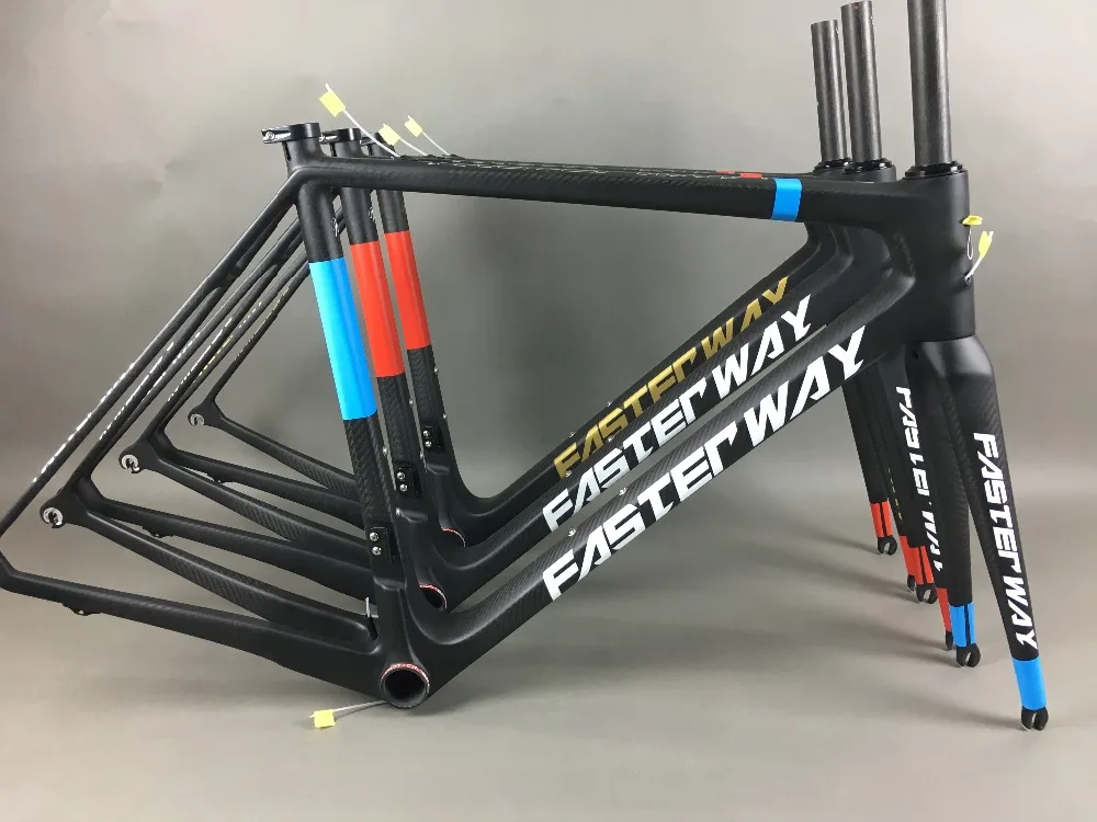 Perfect classic design FASTERWAY PRO full black with no logo carbon road bike frameset:carbon Frame+Seatpost+Fork+Clamp+Headset,free ems 149