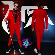 Ночной клуб Новинка мужская одежда DJ двубортный костюм тонкое пальто певица костюмы плюс размер формальное платье