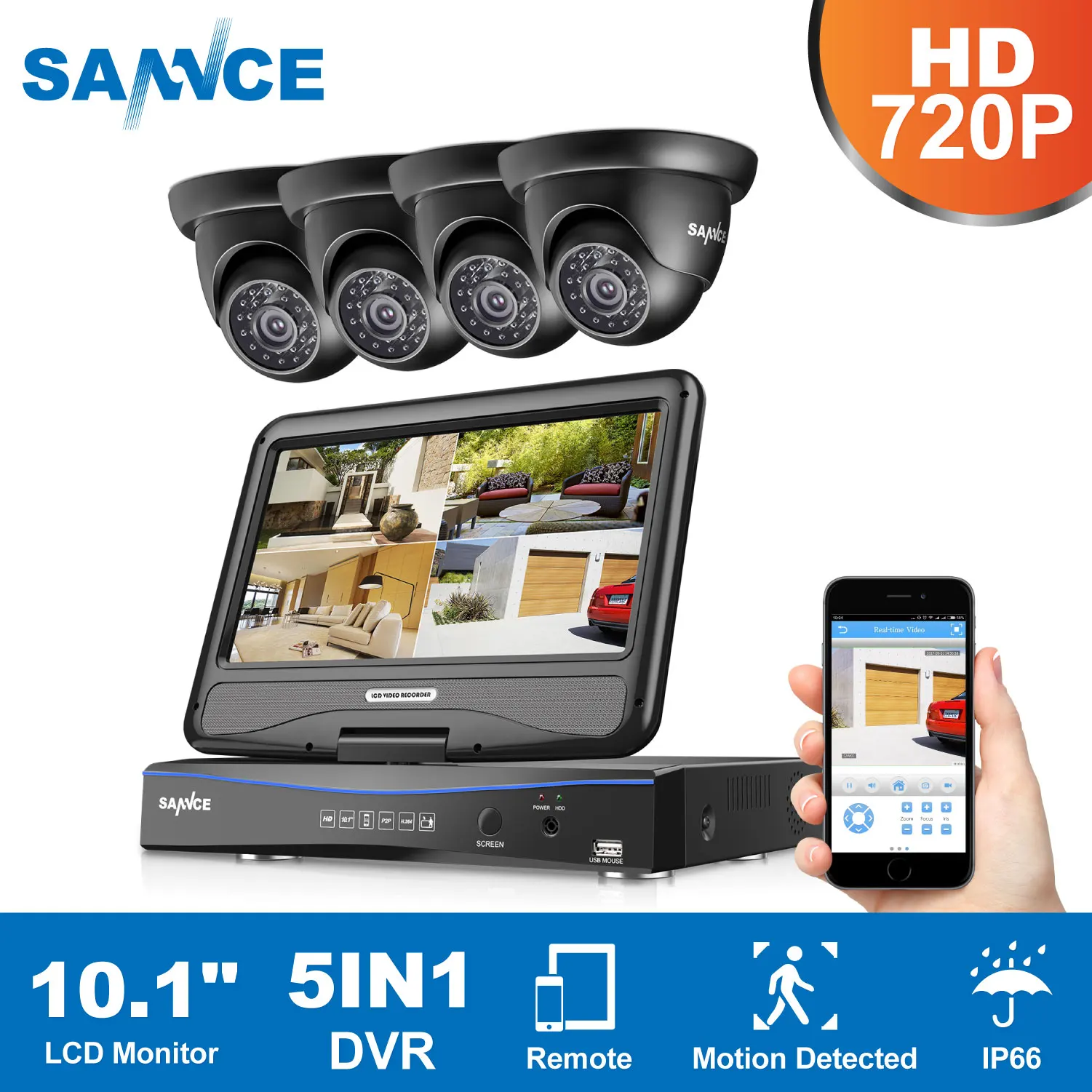 SANNCE 8CH 1080N HD 10,1 дюймов дисплей DVR 4 шт 1.0MP 720P купольные камеры для видеонаблюдения система ночного видения Система видеонаблюдения комплект