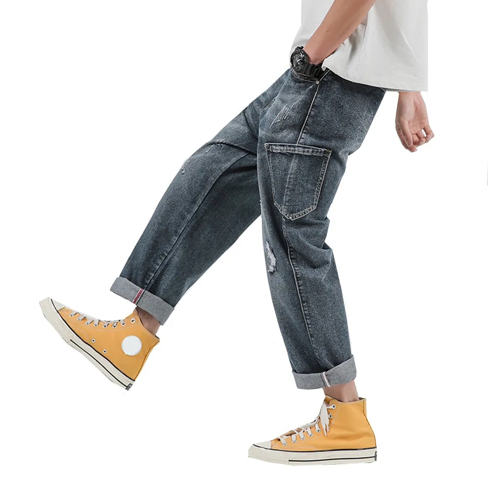 Новые весенние джинсы для женщин для мужчин Мода Ретро прямые повседневное джинсовые штаны человек уличная хип хоп рваные ковбойские