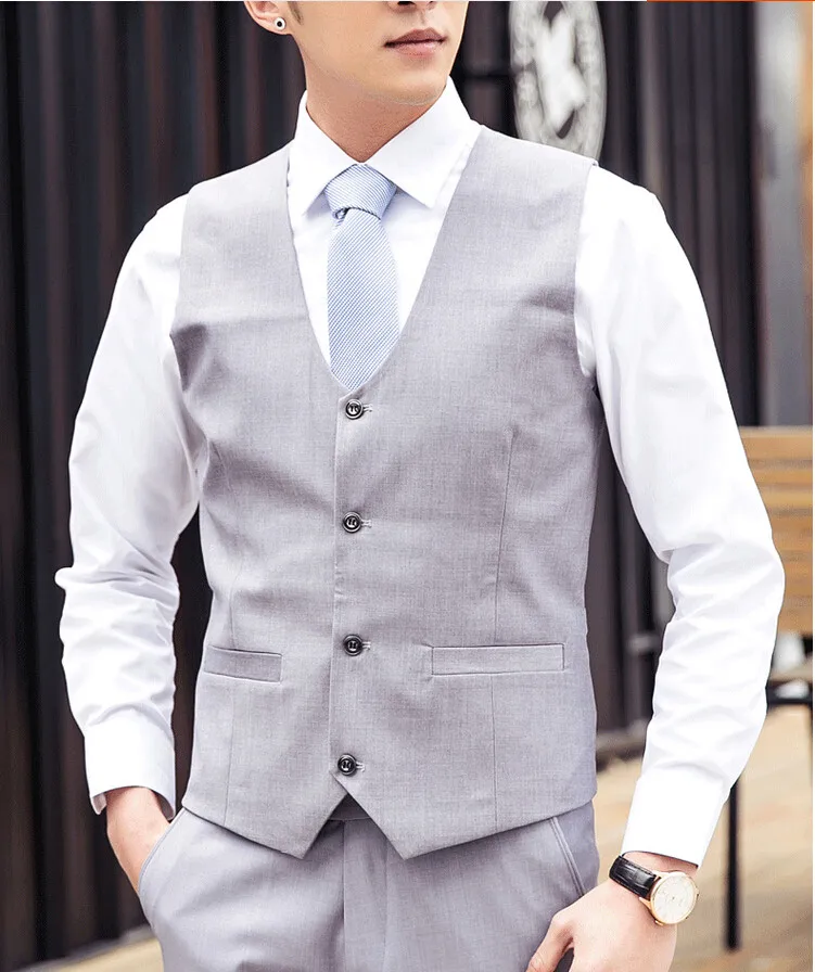 2018 Men Vests Grey White Blue Outerwear Mens Vest Mens Casual Suits