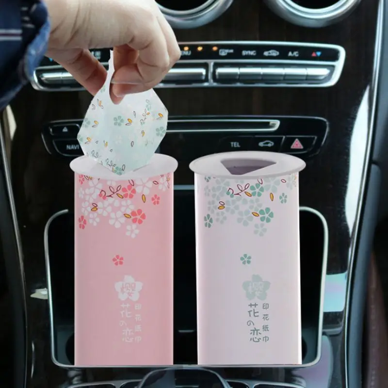 

40 Times 3 Ply Disposable Facial Tissues Nordic Style Colored Cheery Blossom Travel Portable Cylinder Box For Office Car Home