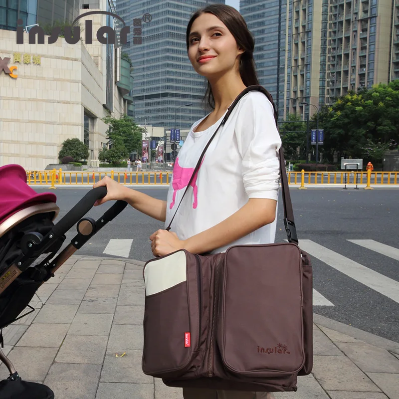 

New Arrival infant High-capacity Multifunctional Messenger Diaper Bag Fold Baby Bed Travelling Changing Bags Mommy Bag M71