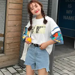 2019 Повседневная футболка Harajuku летние женские футболки модный принт Женская футболка Топ
