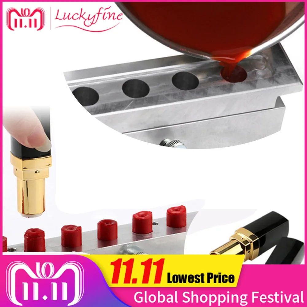 

6 Cavities Holes Lipstick Mould 12.1mm Waterdrop Beak Shape Aluminium Lipstick Fill Mold Makeup Tool For DIY Lip Rouge Balm