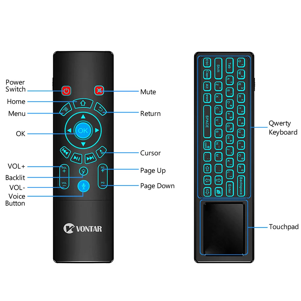 Голосовой пульт дистанционного управления Управление 2,4G Fly Air mouse T6 плюс мини Беспроводной клавиатура 7 цветов подсветка клавиатуры сенсорная панель для Android ТВ коробка T9 X96MAX T8