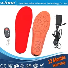 Heating Insoles With Wireless Remote Control Battery Powered Red EUR Large Size 41-46 Cut to Fit