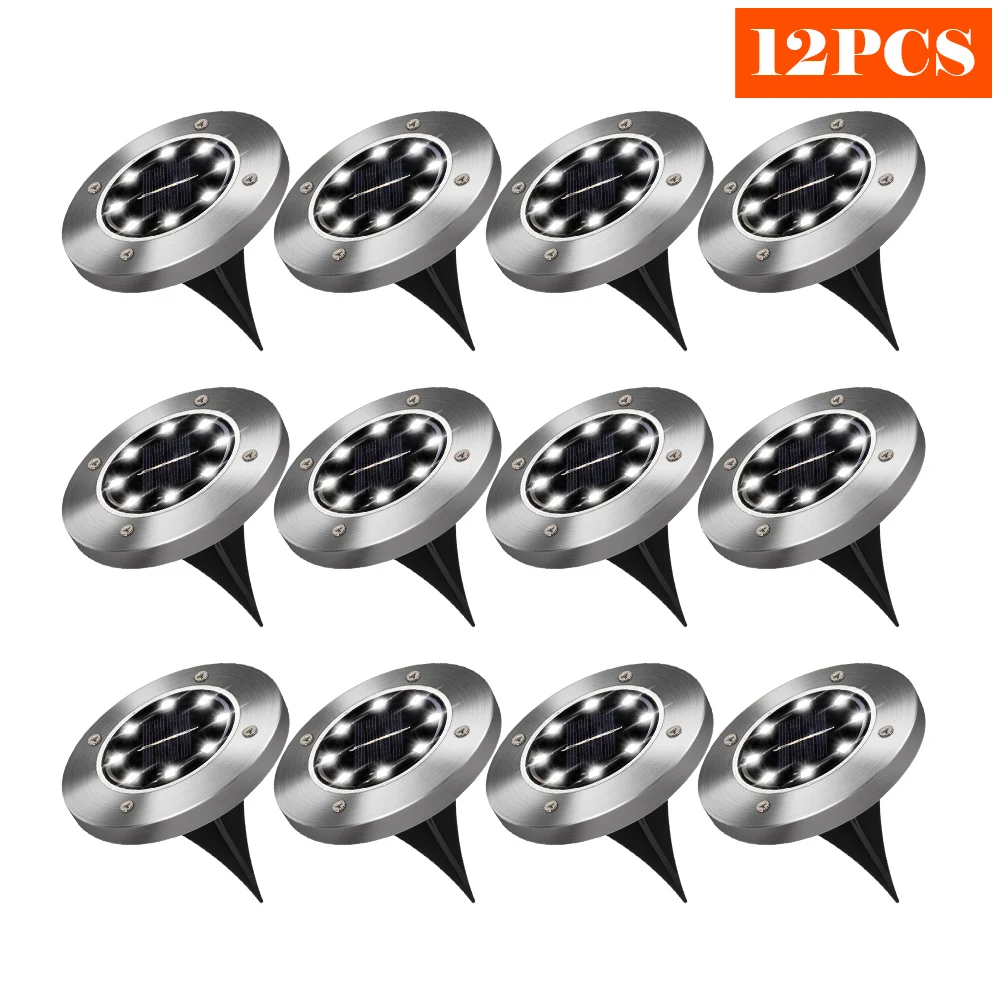 

12Pack Solar Path Lights 8 LED Solar Power Buried Light Ground Lamp Outdoor Path Way Garden Decking Underground Lamps