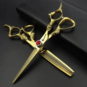 

Professional hair scissors 5.5 inches Cutting thinning scissors set high quality 440C Straight & Thinning shears