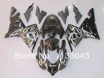 

100% NEW White flame black Fairing kit FOR KAWASAKI NINJA ZX10R 04-05 ZX 10R 04 05 ZX-10R 10 R 2004 2005 fairings #AR66X +7GIFTS