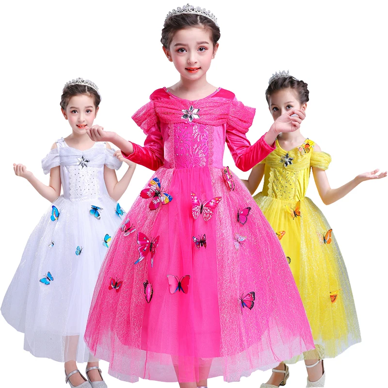 

3-14Years Girls Dress Halloween Cosplay Sleeping Beauty Princess Dresses Christmas Costume Party Children Kids Clothing