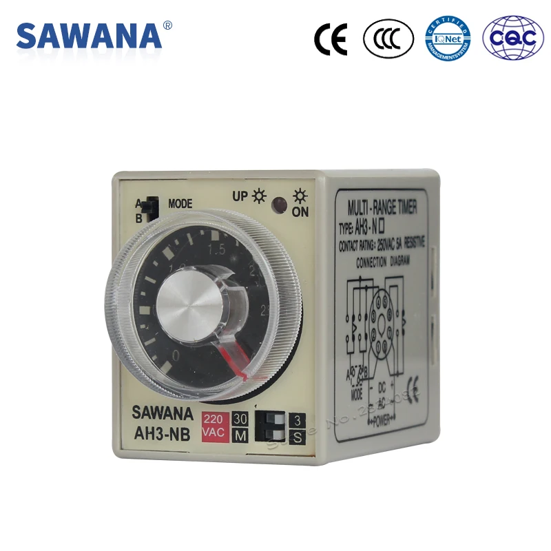

time relay AH3-NB AC220V 110V DC24V 12V multi range Variable time relay with socket base 8 pin 3S/30S/3M/30M