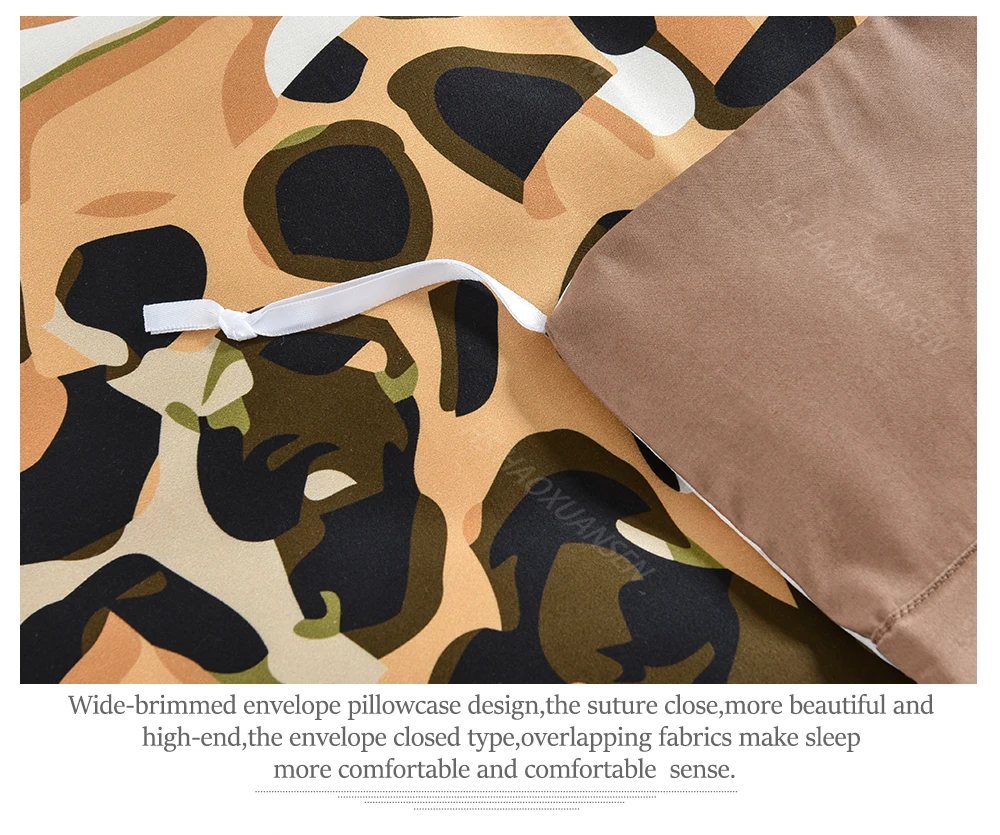 Sale High Quality 100% Cotton 4pcs Bedding Sets Leopard Printed Bed Linen Set Queen King Size Adult Duvet Cover Bed Sheet Set 100S 14