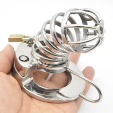 men's sex toys cbt cock cage metal cockring stainless steel male chastity device lock bondage penis ring cages sextoys for men cbt abstinence male chastity belt panty bondage lock penis cage arc silicone metal waist belts stainless steel chastity device