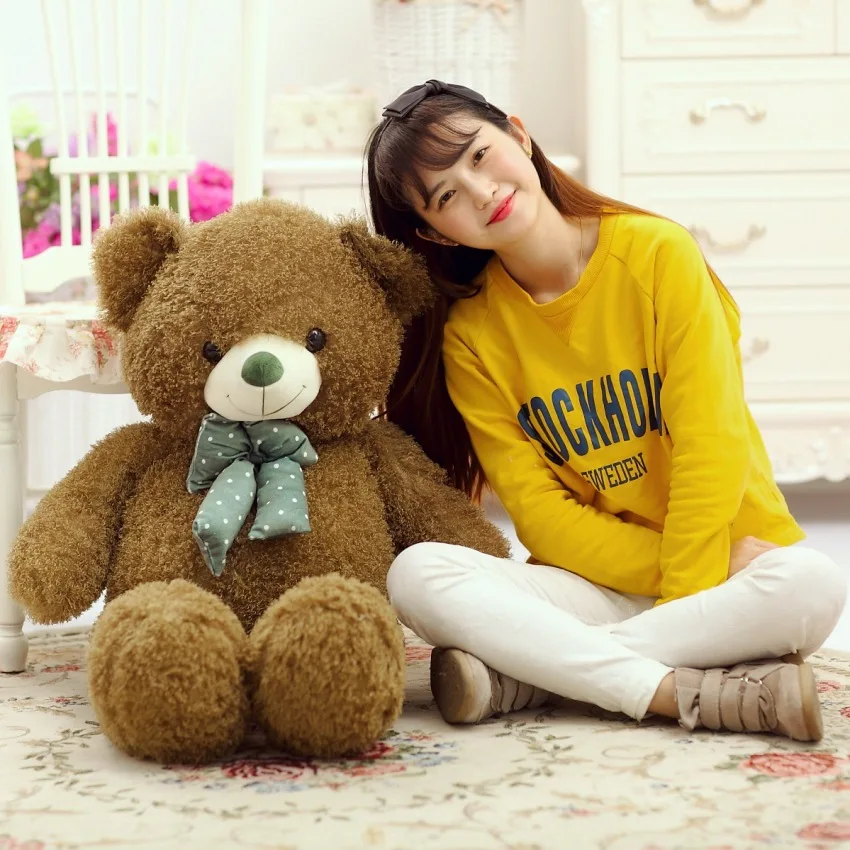 fillings toy large 100cm green teddy bear plush toy soft doll throw pillow Christmas gift b1900