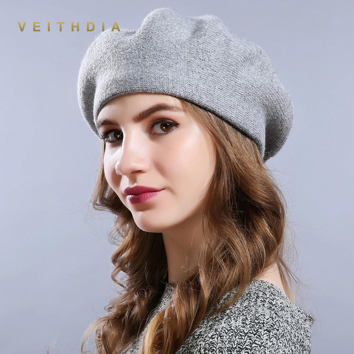 VEITHDIA, новые зимние шапки-береты, однотонные, шерстяные, кашемировые, женские, теплые, брендовые, повседневные, высокое качество, женские, Vogue, вязаные шапки для девочек, шапка