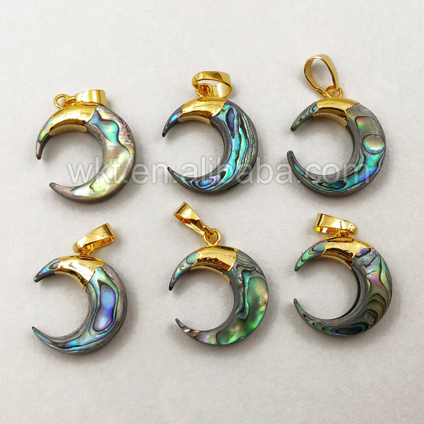 WT-P1131 Wholesale Natural Abalone Shell Horns Pendant Unique Small Crescent Shape For Women Jewelry 20MM For Jewelry Making 2