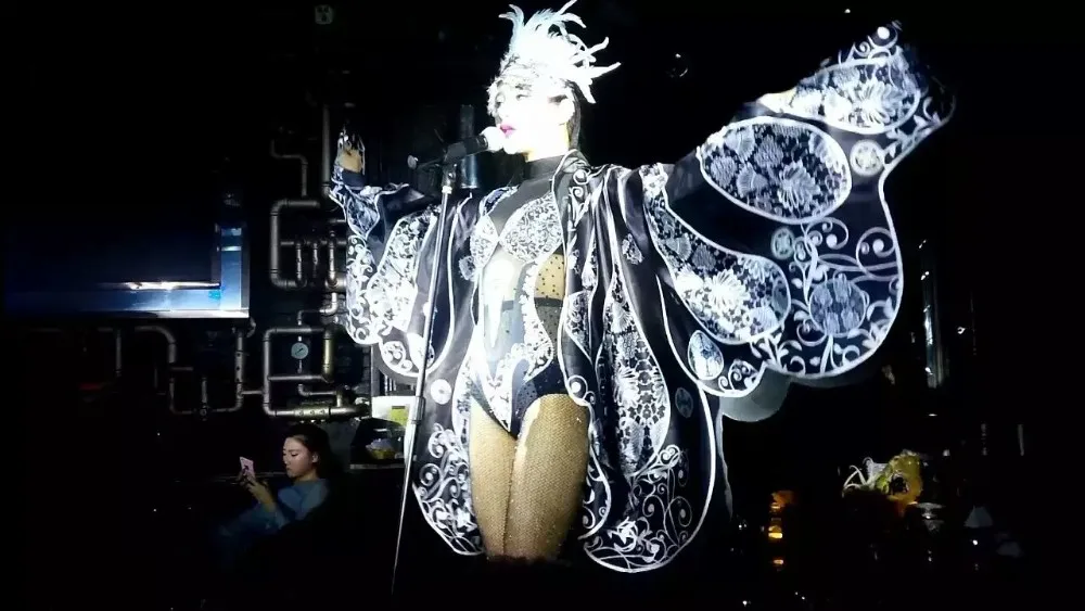 Для женщин пикантные вечерние цельный комбинезон куртка летучая мышь комплект одежды певица DJ DS танцевальный костюм наряд показать Платье
