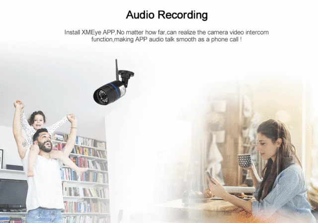 MISECU H.264+Wifi camera Audio built SD card 2.8mm Wifi 1280*720P P2P ONVIF Wireless email alert Night vision IR Outdoor CCTV