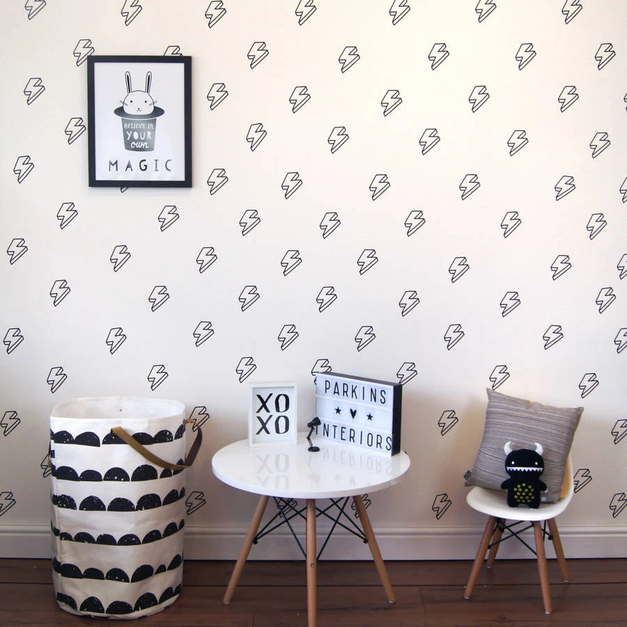 48 あたりピースセット Diy アートステッカー壁紙雷ボルト壁ステッカーホーム飾る寝室モノクロビニール壁デカール Z028 ウォール ステッカー Aliexpress