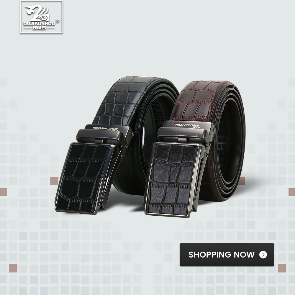 

DUJIAOSHOU Men's belt business trend crocodile skin belt automatic buckle casual pants DJS9590-009