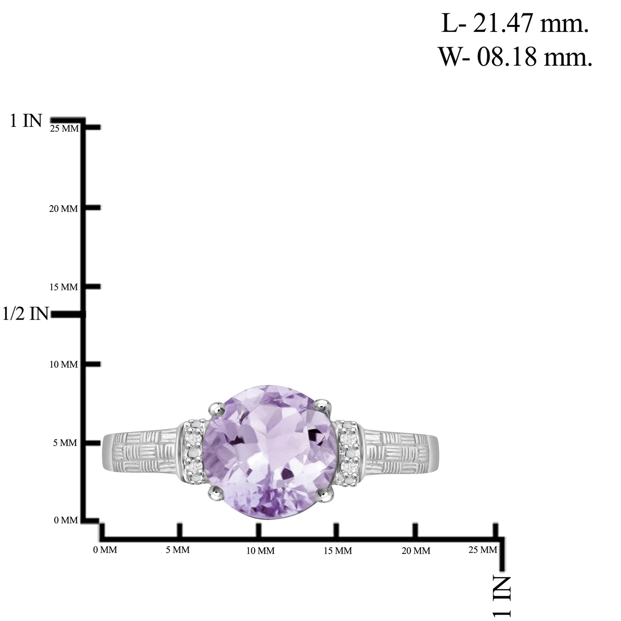 JewelonFire 1 3/4 Carat T.G.W. Pink Amethyst and Accent White Diamond Ring in Sterling Silver (3)