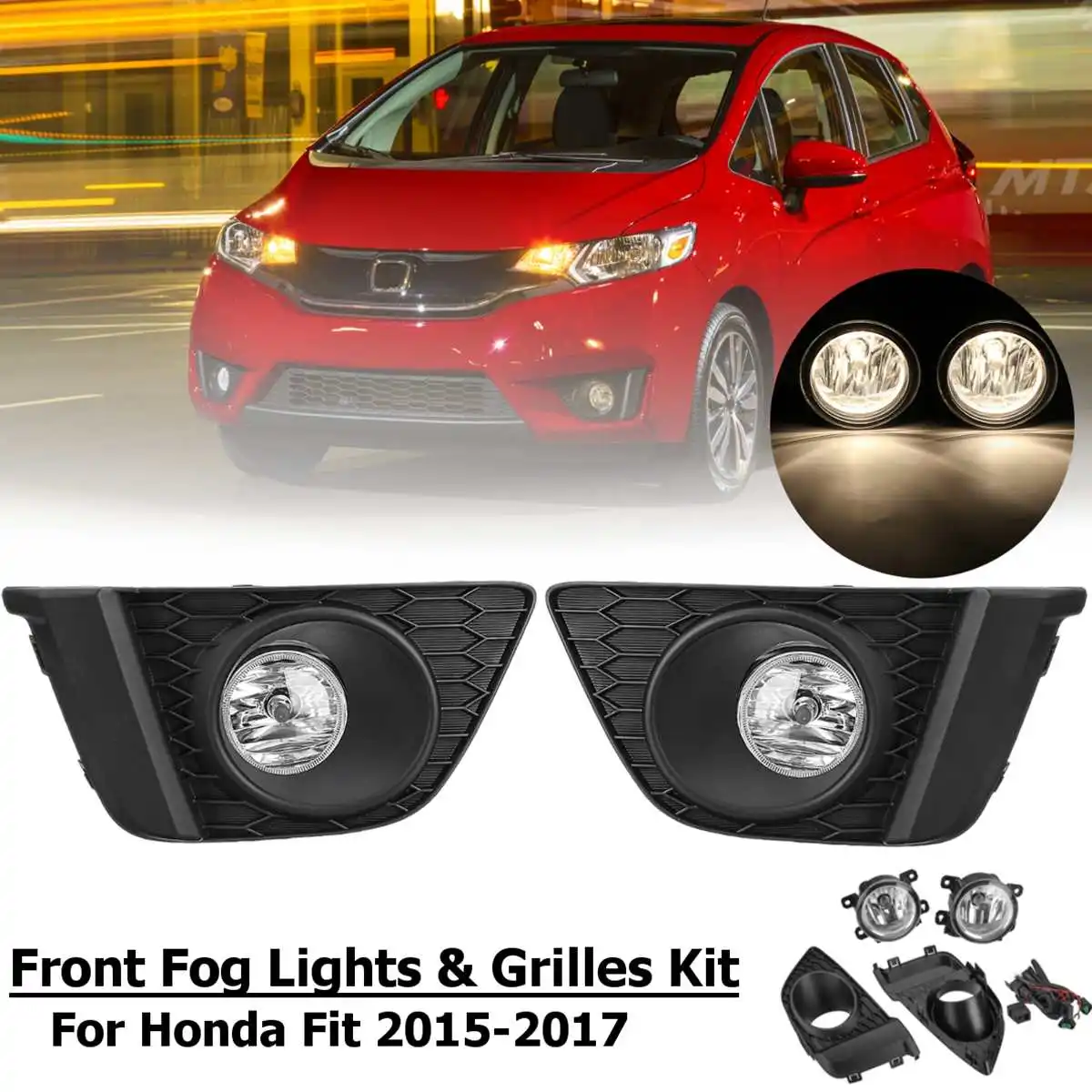 

12V H11 Fog Light Driving Lamp For Honda Fit 2015 2016 2017 Bulb US Model Switch Foglight Fog Lamp Front Bumper 33951-TY0-305